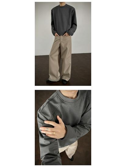 Мужская тяжелая футболка с длинным рукавом и флисовой подкладкой для осени/зимы - Теплый внутренний свитшот Cleanfit.