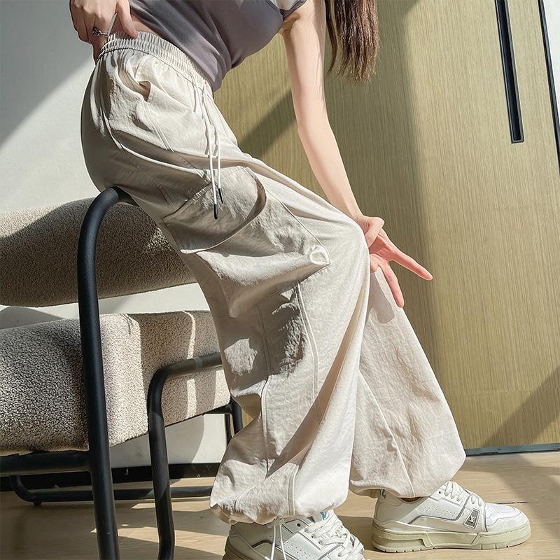 Комбинезон женский летний тонкий новый с высокой талией повседневный парашют широкие брюки большой карман спортивные штаны