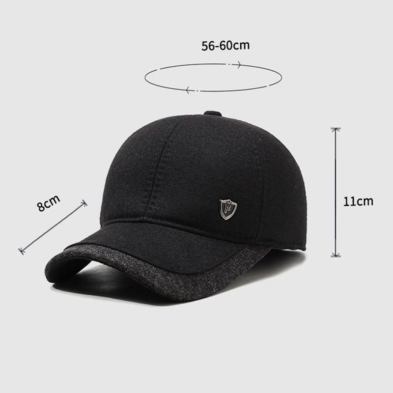 Men's Hat Winter Middle-Aged and Elderly Warm Baseball Cap Cotton Cap Outdoor Coldproof Ear Protection Cap