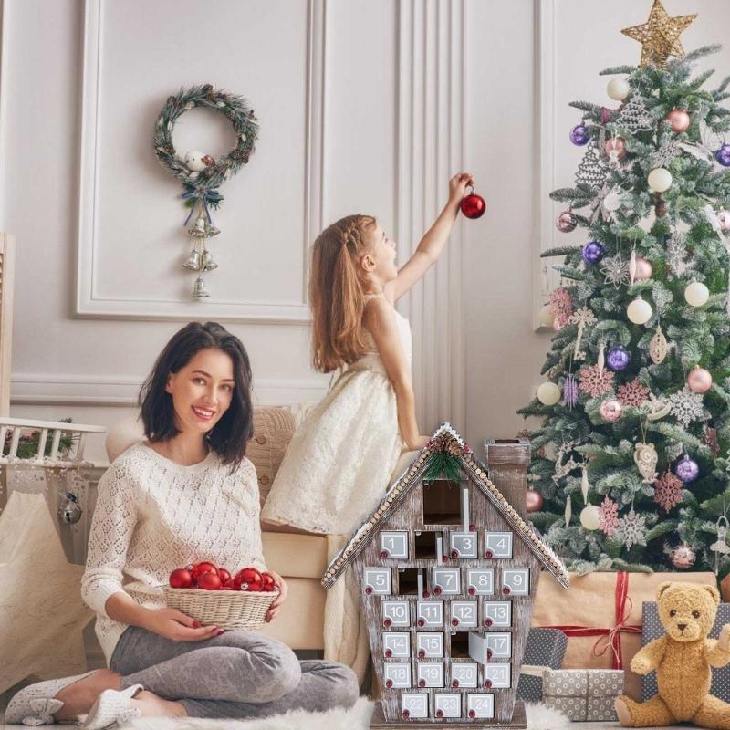 Рождественский календарь обратного отсчета 25 дней Календарь обратного отсчета Настольное украшение с 25 подарочными коробками для взрослых детей Домашнее украшение