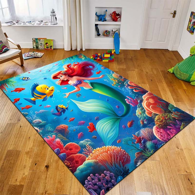 1PC Disney The Little Mermaid Print Carpet for Living Room Bedroom Kid's Room Home Decor Pink Room Decor Area Rug Non-slip Mat