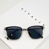 Handsome Half Frame Sunglasses Personalized Retro Rectangular Design Black Gray Eyeglass Lenses UV Resistant Sunglasses