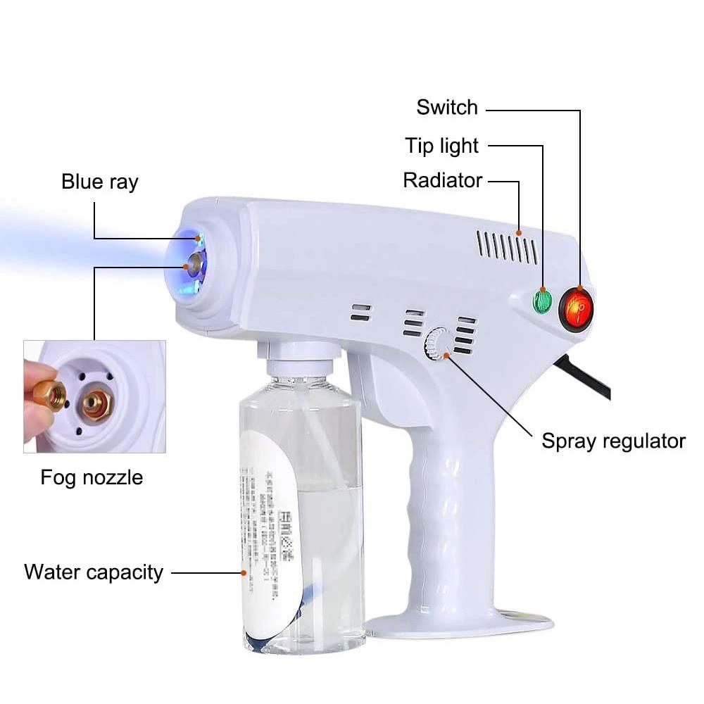 Портативный паровой пистолет Nano Steam Gun Hair Care Hydration Sprayer Hot Dyeing Care Blue Micro Mist Machine Spray Gun Hair Steamer Trigger