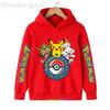 Autumn Warm Pikachu Casual Sportswear Hoodie with Anime Print for Kids Boys and Girls