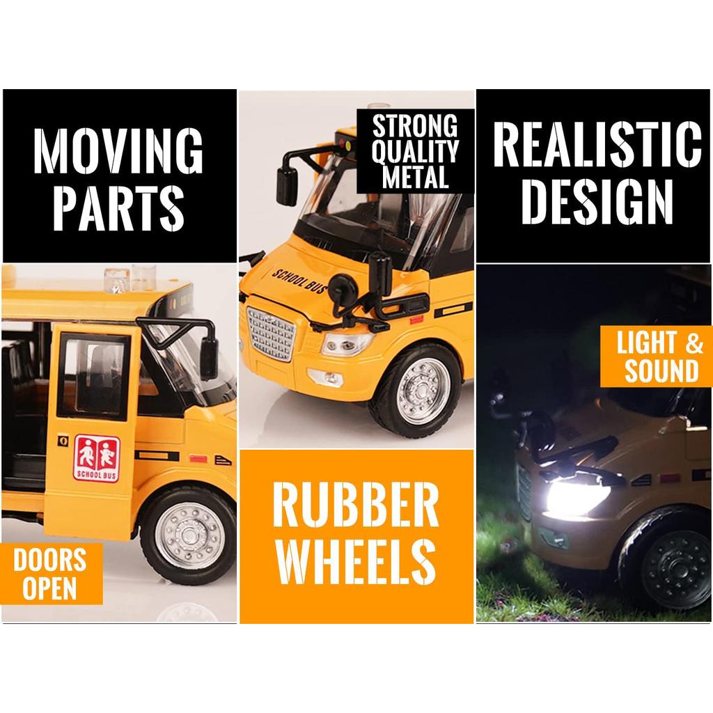 1/32 школьный автобус, игрушки для малышей, 9-дюймовые откидные желтые игрушечные автобусы, литые под давлением машинки со звуками, подсветкой и открытыми дверями, день рождения для мальчиков, девочек, детей