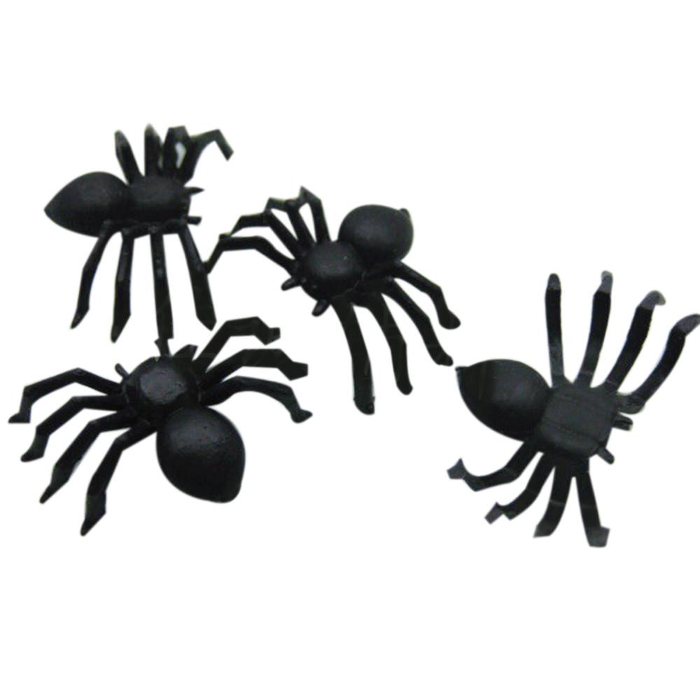 20 PC Halloween Plastic Black Spider Joking Toys Decoration Realistic