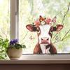 Cow Butterfly Flower Glass Window Sticker
