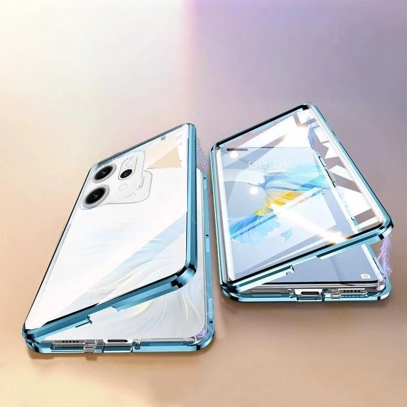 Metal Frame 360 Full Protection Case For Oppo Reno 14 Pro 5G Reno14 14Pro Magnetic Adsorption Double-Sided Tempered Glass Cover