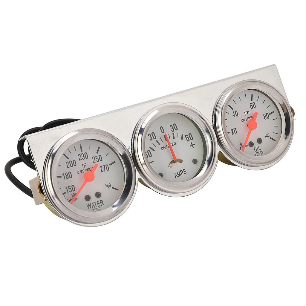 Universal 52mm Triple Gauge Kit Set 3 In 1 AMP Oil Pressure Water Temp Meter for Most 12V Vehicles