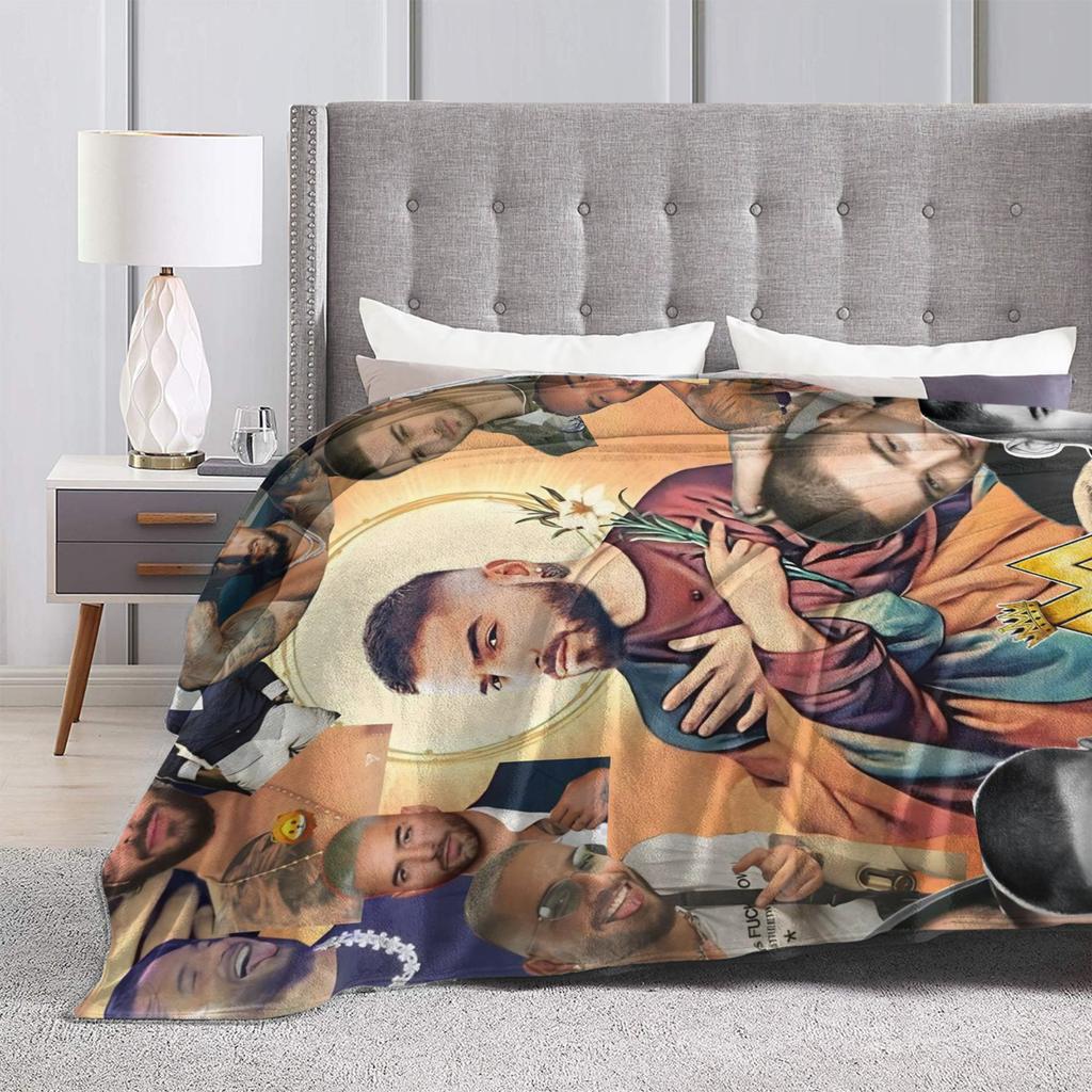 Soft Warm Blanket Travel Office Maluma Rapper Throw Blanket Flannel Bedspread For Couch Chair Print Sofa Bed Cover