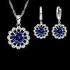 Новый модный свадебный набор украшений для женщин, высочайшее качество, цвет серебра 925 пробы, кристальный кулон, серьги-кольца, большая распродажа