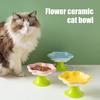 Керамические приподнятые миски для кошек с цветочным дизайном, приподнятая миска для корма и воды для кошек, маленькая миска для кормления кошек и маленьких собак