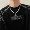 Saturn Grey Pearl Pendant Necklace Men's and Women's Niche Design Hip Hop Cold Wind Neck Chain Sweater Chain Accessories