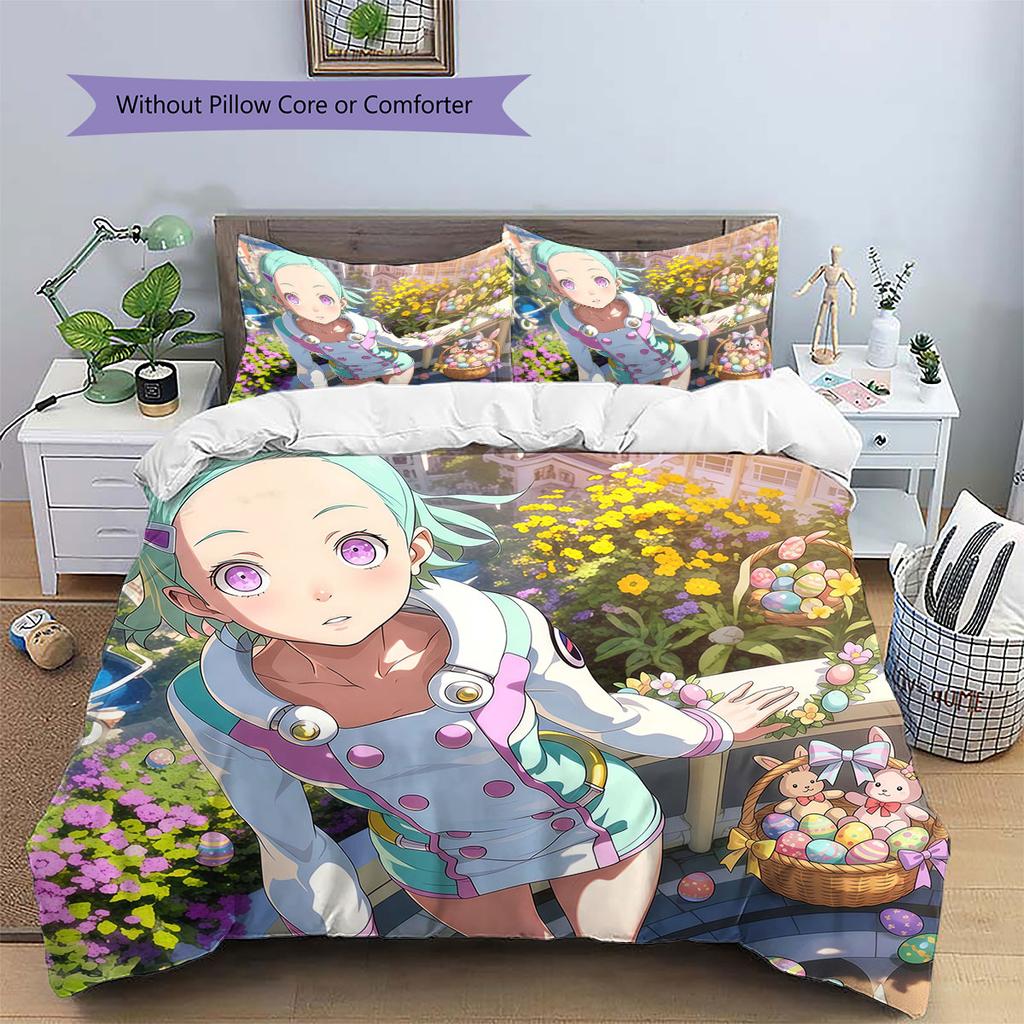 Eureka Seven Pattern Bedding Quilt Set Quilt Cover Pillowcase Home Decoration Birthday Gift (1 * duvet cover + 2 * pillowcase, without core)