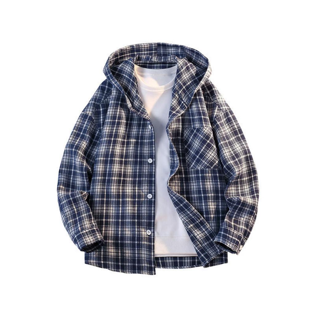Мужская и женская свободная, повседневная и модная клетчатая рубашка с капюшоном с принтом, мужская рубашка с длинным рукавом на пуговицах, куртка