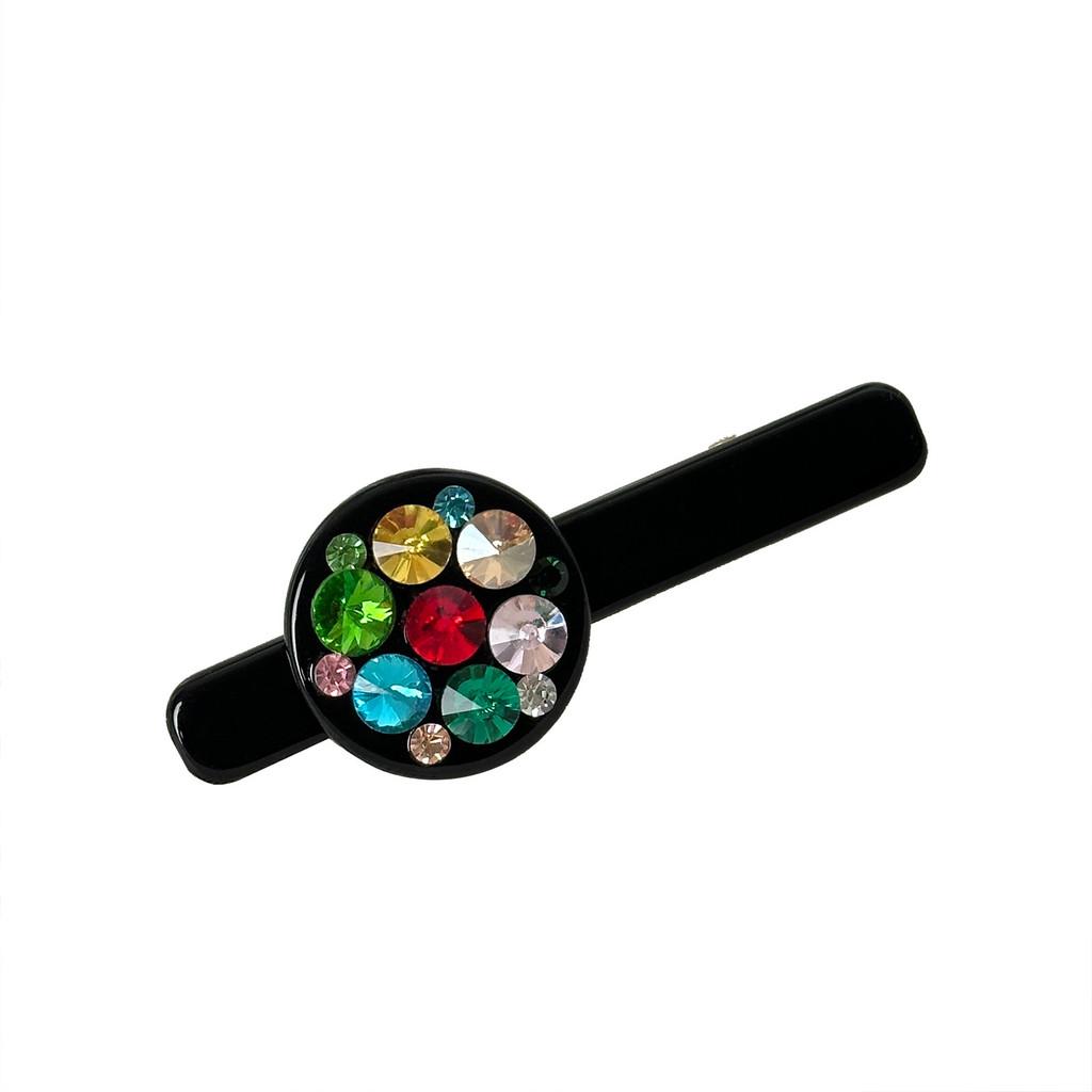 Качественная заколка-крокодил премиум-класса со стразами белого, черного, красного и кофейного темного цветов