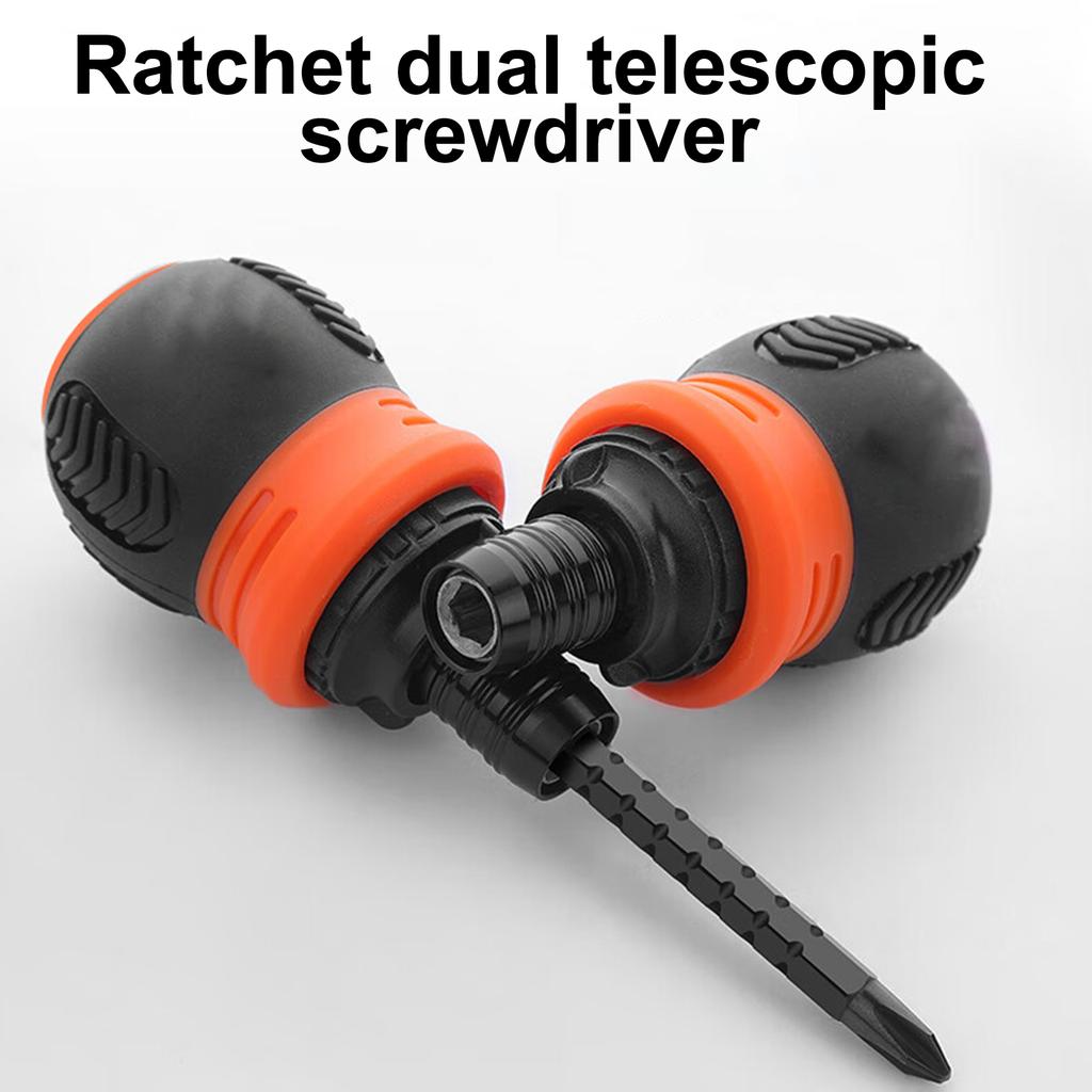 Multibits Ratcheting Screwdriver,Magnetic Telescopic Labor-Saving Hand Tool Double-purpose Head Screwdriver