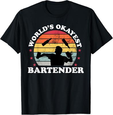 Retro Worlds Okayest Bartender Funny Bartending Men Women Gift Unisex T-Shirt Mens Womens Tees Top