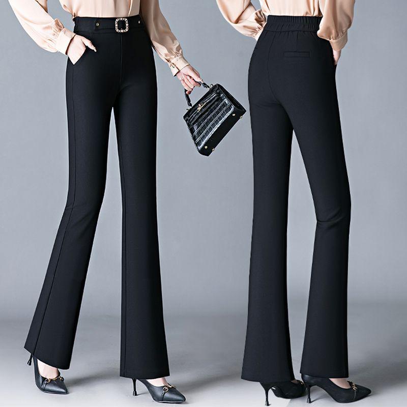 Women's Black High Waist Slimming Bell Bottom Suit Pants