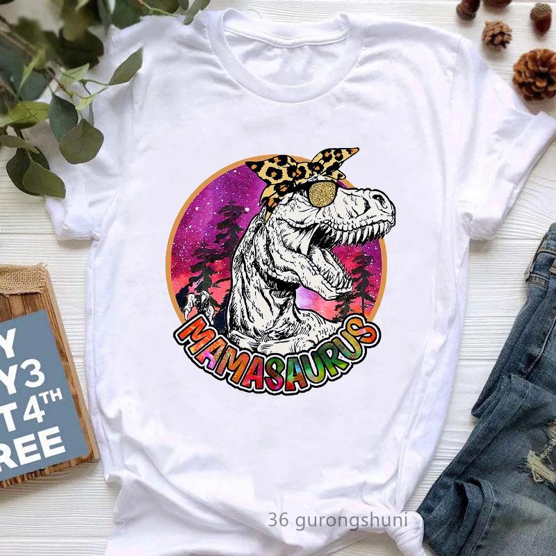 Watercolor Leopard Mamasaurus Graphic Print WomenS Tshirts Funny Jurassic Dinosaur TShirt FeUnisex MotherS Day Gift T Shirt