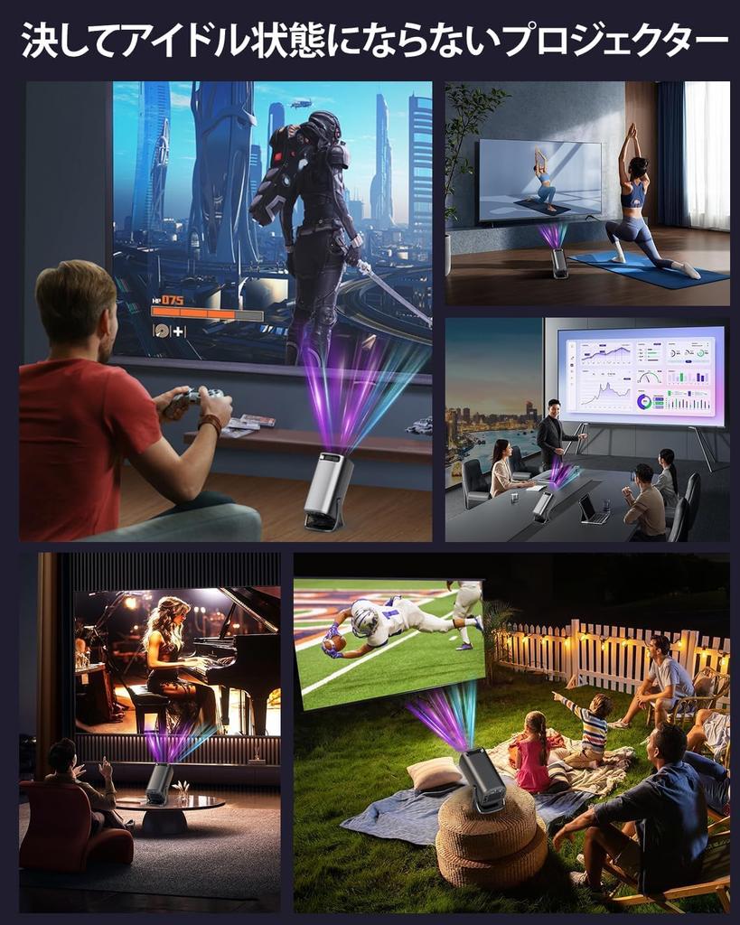 Glorlummi Home Projector Bluetooth Remote Android TV 4K High True 1080P Ceiling 6 Instant Bluetooth HiFi Automatic Keystone Auto Energy Large