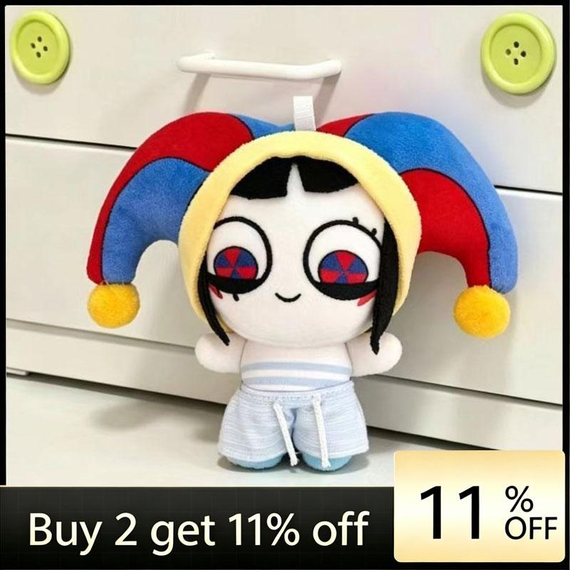 New 10cm Mini Pomnis Cotton Doll Cute Cartoon Pink Clown Printed Plush Pendant Fan Made Derivative Stuffed Toy Lovely Bag Toys