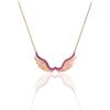Серебряное колье в форме крыла с рубиновым камнем и корнем розы