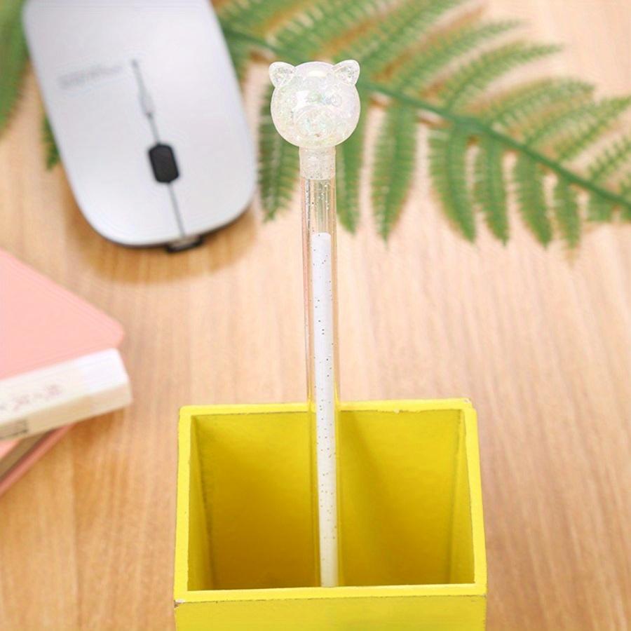 School Season 10pcs 0.5mm Colorful Transparent Rod Gel Pen Creative Stationery Candy Color Cartoon Piglet Pen Exam Black Gel Pen
