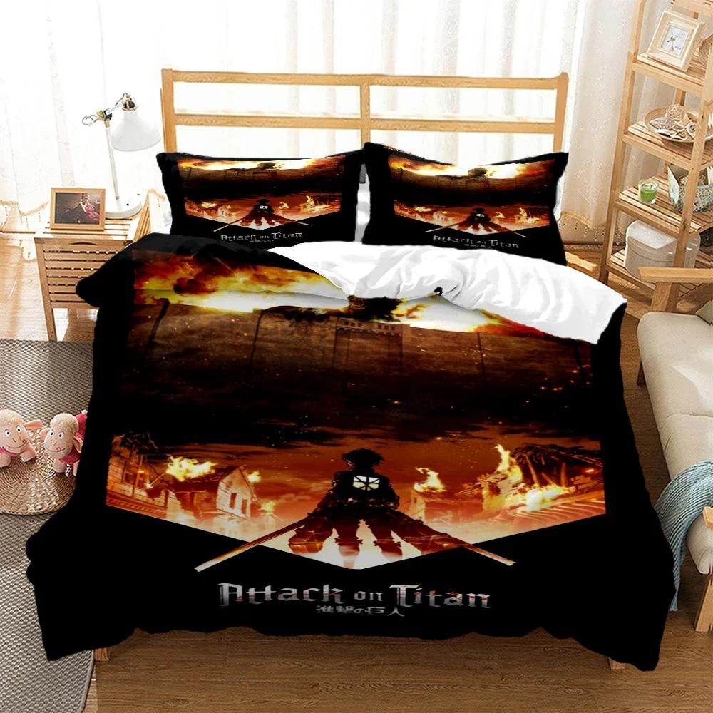 Attack On Titan Duvet Cover 3D Exquisite Anime Cartoon Digital Print Bedding Set Comforter Bed Youth Home Decor Boys Gift