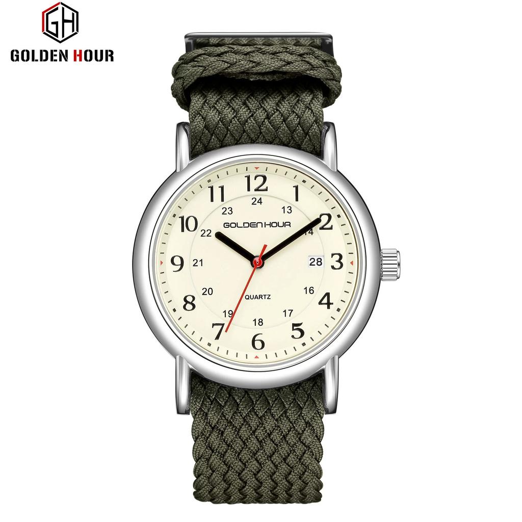 New Men's Fashion Sports Watch 39mm Neutral Analog Watch Nylon Strap-Simple Design-Waterproof-Suitable for Both Men and Women