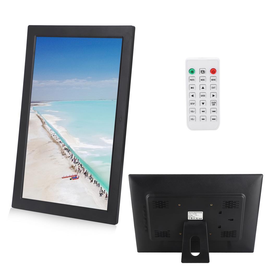17-дюймовая HD цифровая фоторамка 1440x900 Поддержка MP3 MP4 Воспроизведение изображений с цифровыми часами и календарем 100–240 В