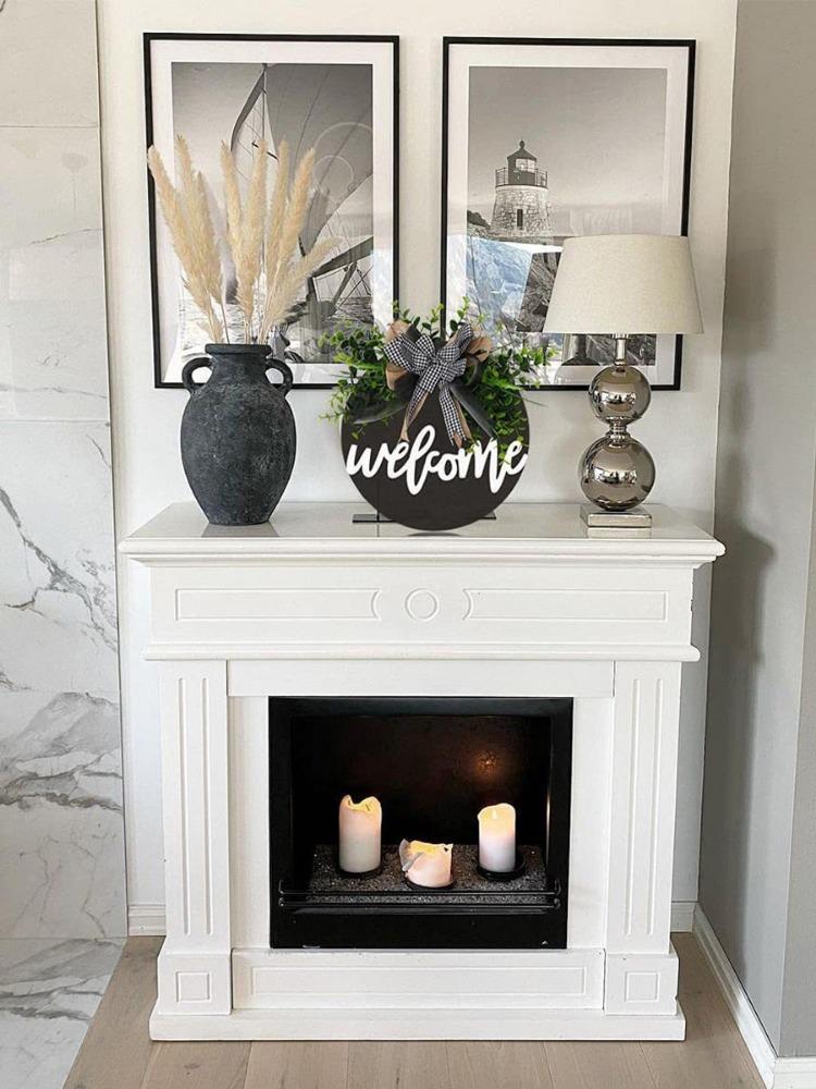 Приветственный знак для входной двери, Декор входной двери для крыльца фермерского дома, Приветственные венки в деревенском стиле, Круглый деревянный подвесной знак для домашнего наружного внутреннего декора