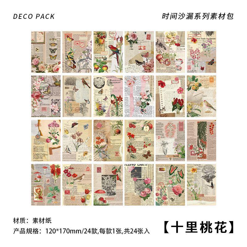 24 шт. Ретро Эстетичный Коллаж Декоративная Бумага Винтажный Junk Journal Поделки DIY Фон Материалы
