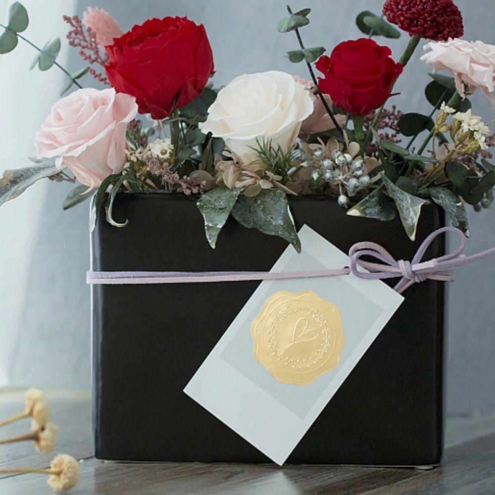 Golden Envelope Sealing Sticker 3D Embossed Self-Adhesive Seal Label Invitation Gift Bag