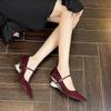Женская обувь 2024 года, горячая распродажа, женские туфли на высоком каблуке с пряжкой и ремешком, модные неглубокие однотонные повседневные туфли-лодочки для женщин, новые туфли на каблуках с острым носком для женщин