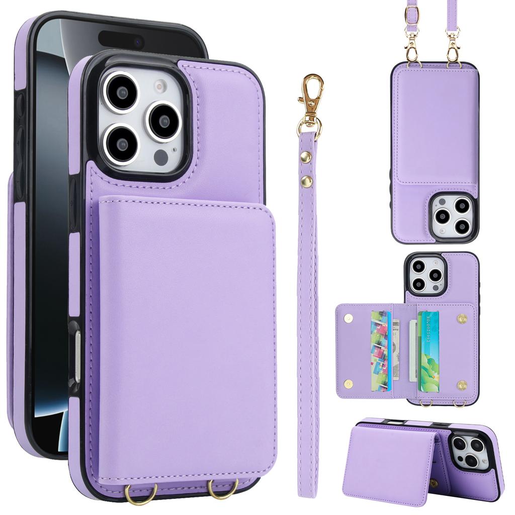 Кошелек-сумка через плечо с отделениями для карт, кожаный чехол для iPhone 16 Pro Max 15 Plus 14 13 12 11 16E XS SE 2022, сумка на ремешке с RFID, чехол-подставка