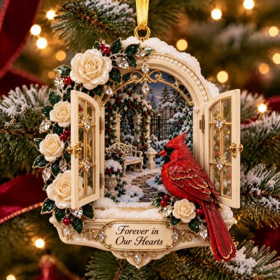 Xmas Party Hanging Ornaments Red Bird Christmas Ornament, Acrylic Memorial Tree Holiday Decoration, Remembrance Keepsake Pendant, Sympathy Gift