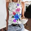 Модные летние топы с цветочным принтом 3D для женщин в стиле Харадзюку, свободный жилет с круглым вырезом и открытыми плечами без рукавов, женская майка