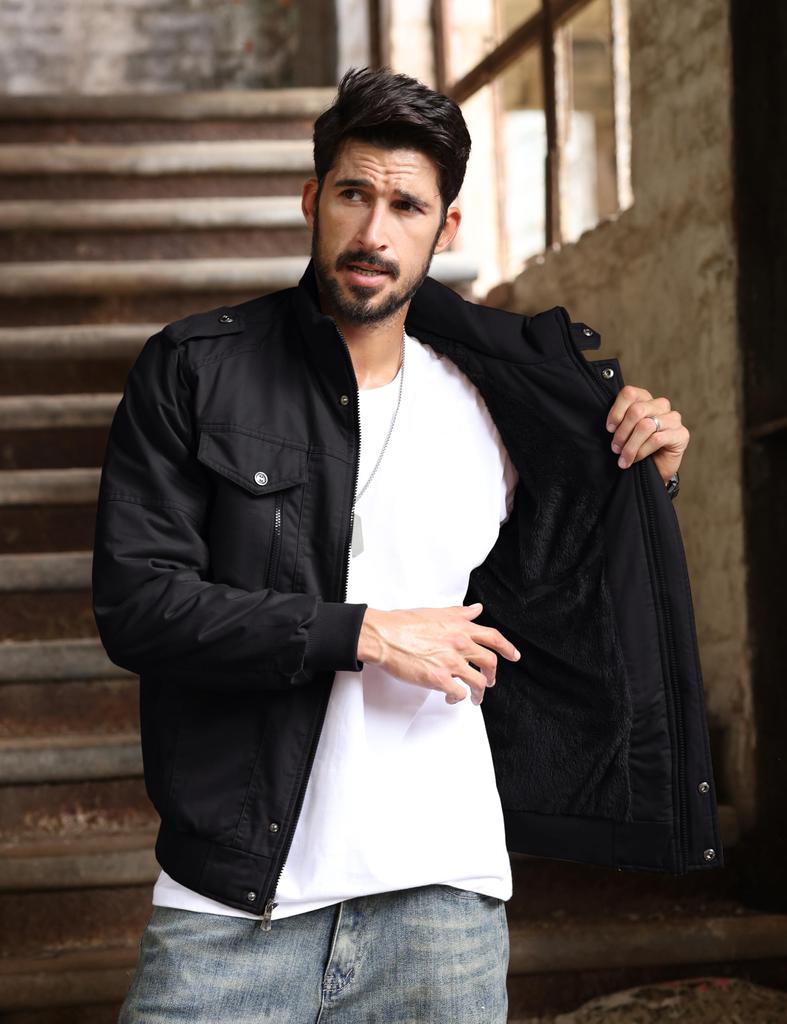 Повседневный, холодная погода, большой рабочий, прохладный, американский, повседневный, черный, размер L [TACVASEN], куртка, мужская одежда, размер, блузон, осенне-зимнее пальто, однотонный, верхняя одежда,