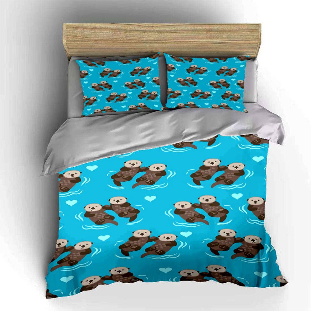 Cute Otter Print Bedding Set Bedding Duvet Cover Set Duvet Cover Pillowcases (1 * Duvet Cover 2 * Pillowcases, without duvet insert)