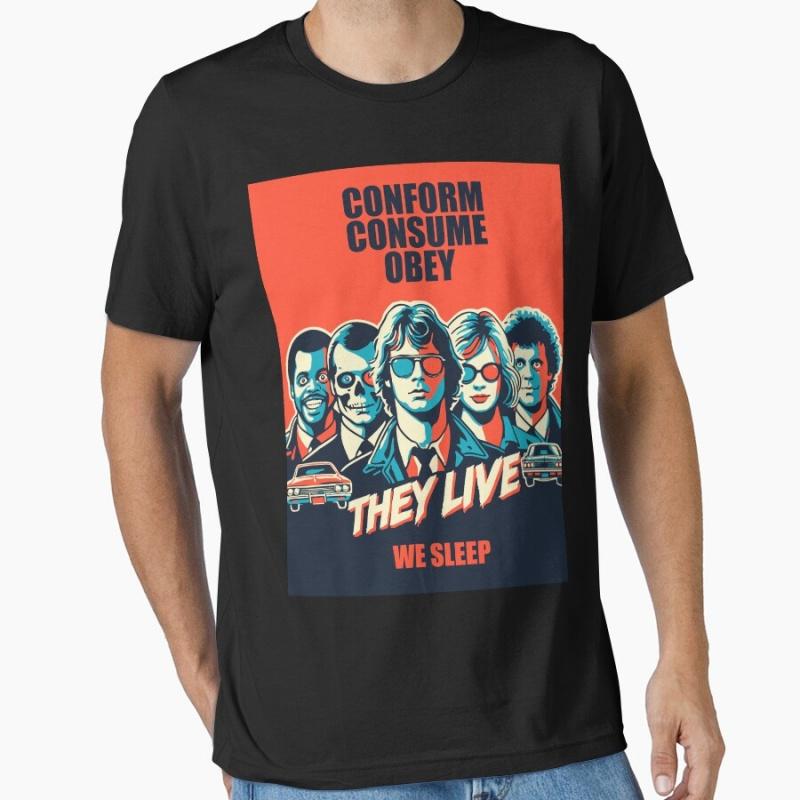 Retro Sic-Fi They Live We Sleep Gift T Shirt John Carpenter Vintage Horror movie Alien film Gra