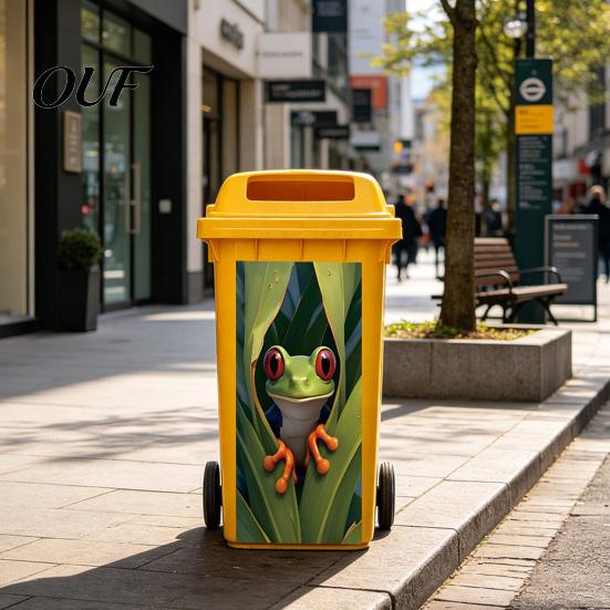 No Residue Bin Wraps Fun Animal Trash Can Stickers, Self?Adhesive Decals for Outdoor Garden Waste Graphics Garbage Can, Mailbox Storage Box
