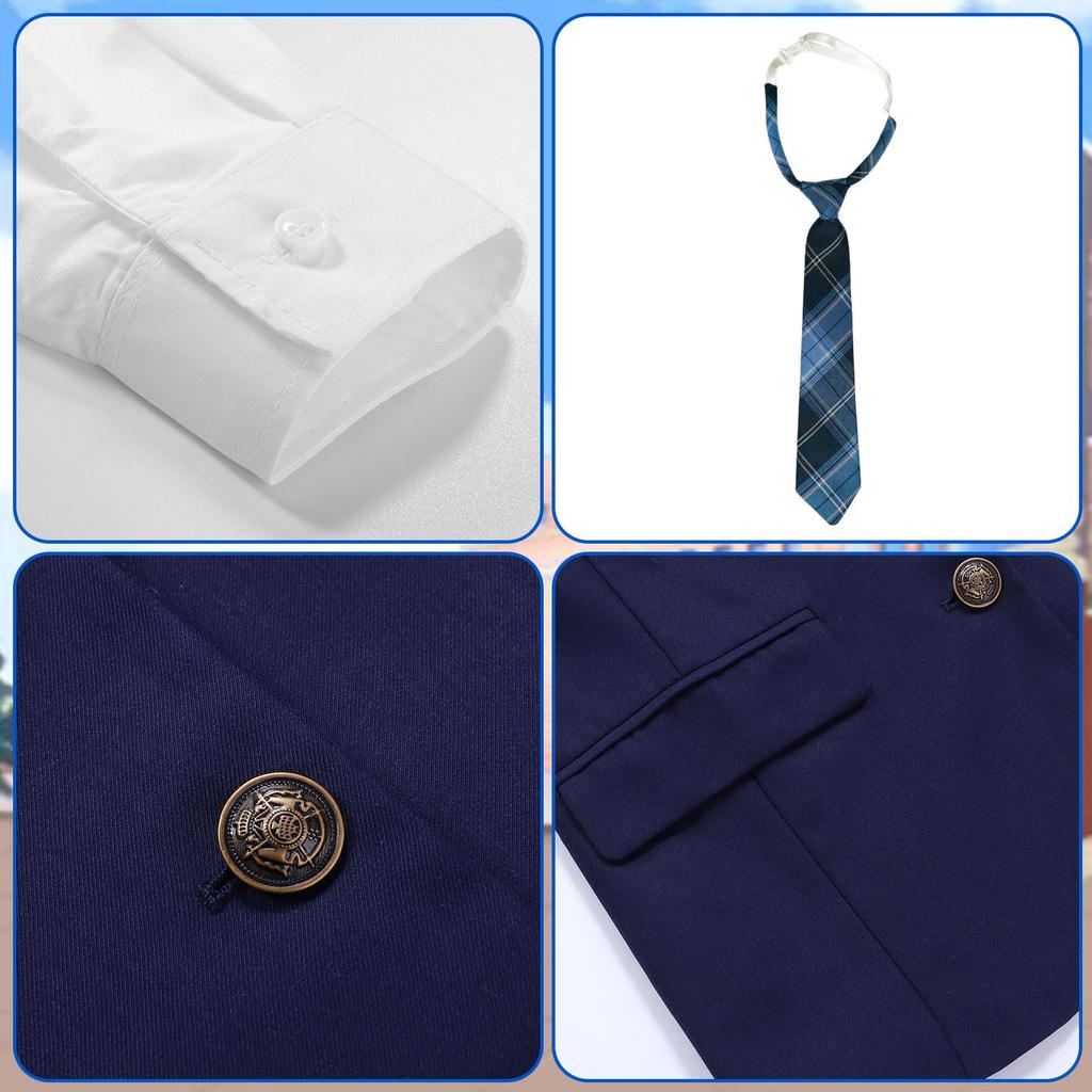 [HarnyLoom] High School Girl Uniform, School Blazer, Jacket, Uniform 5 Piece Set, Plain, Outerwear, Embroidery, High School Uniform, JK Uniform,