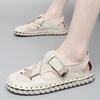 Men Outdoor Hiking Sandals Beige Closed Toe Grey Beach Shoes Wide Head Handmade Sandals Large Size for Father