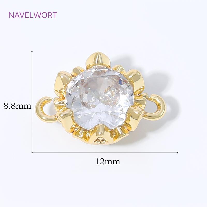 18K Gold Plated Brass Charms Connectors For Jewelry,Crystal Zircon Connector Charms,Earrings Connectors Accessories,DIY Jewelry