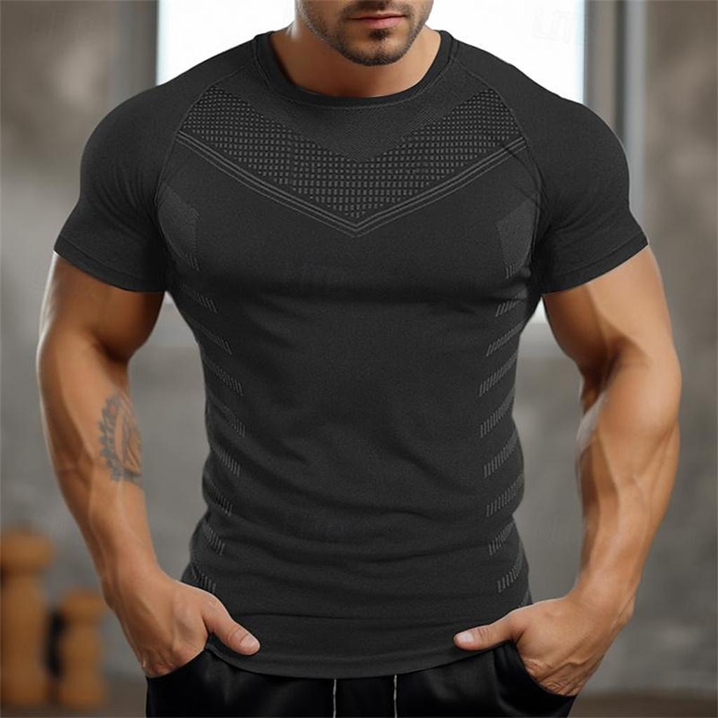 Tight Fitting Sports And Fitness Short Sleeved Round Neck T-Shirt