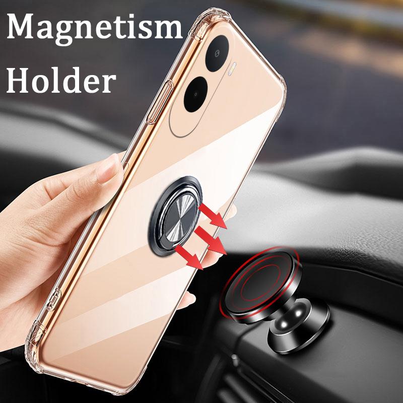 Чехол для Xiaomi Poco C81 Pro с кольцом-держателем, ультратонкий, прозрачный, для автомобильной навигации, из мягкого силикона, прозрачная крышка, корпус для телефона Xiaomi Poco C81 Pro