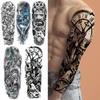 1 PC 480*170MM Temporary Tattoo Sleeves For Men Women Super Large Compass Wolf Head Eye Fake Lion God Feather Tattoo Full Arm Tattoo Sticker