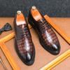 Модные мужские туфли-оксфорды на шнуровке из кожи с крокодиловым принтом для свадебной вечеринки, повседневные туфли-оксфорды для офиса, деловые туфли для мужчин