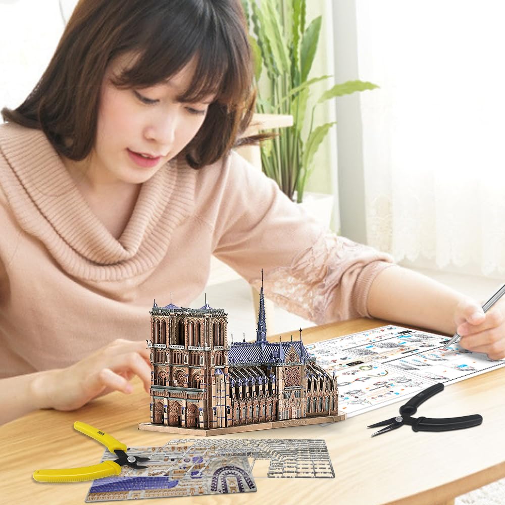 Piececool 3D Notre Dame Metallic Nano Сделано из сборочных инструментов без клея 5 звезд сложности для коллекционной фигурки головоломки, собора/набора инструментов, головоломки,